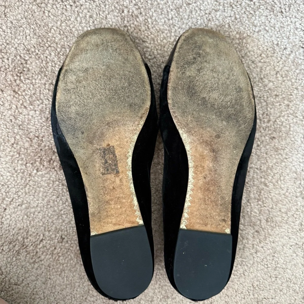 Tory Burch Black Velvet Patent Leather Ballet Flats